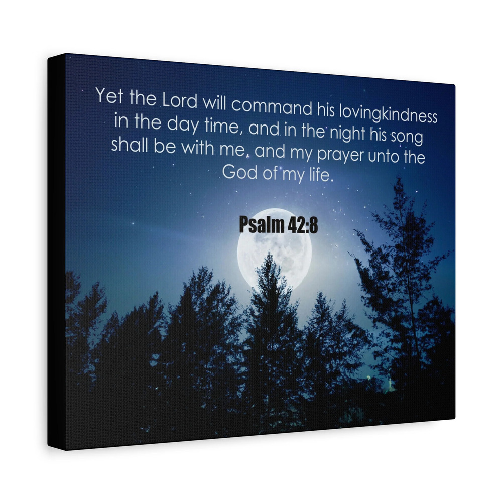 Bible Verse Canvas God of My Life Psalm 42:8 Christian Home Dcor Wall Art